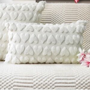 Soft Plush Faux Fur Cream White Decorative Pillow Cover - 12x20”